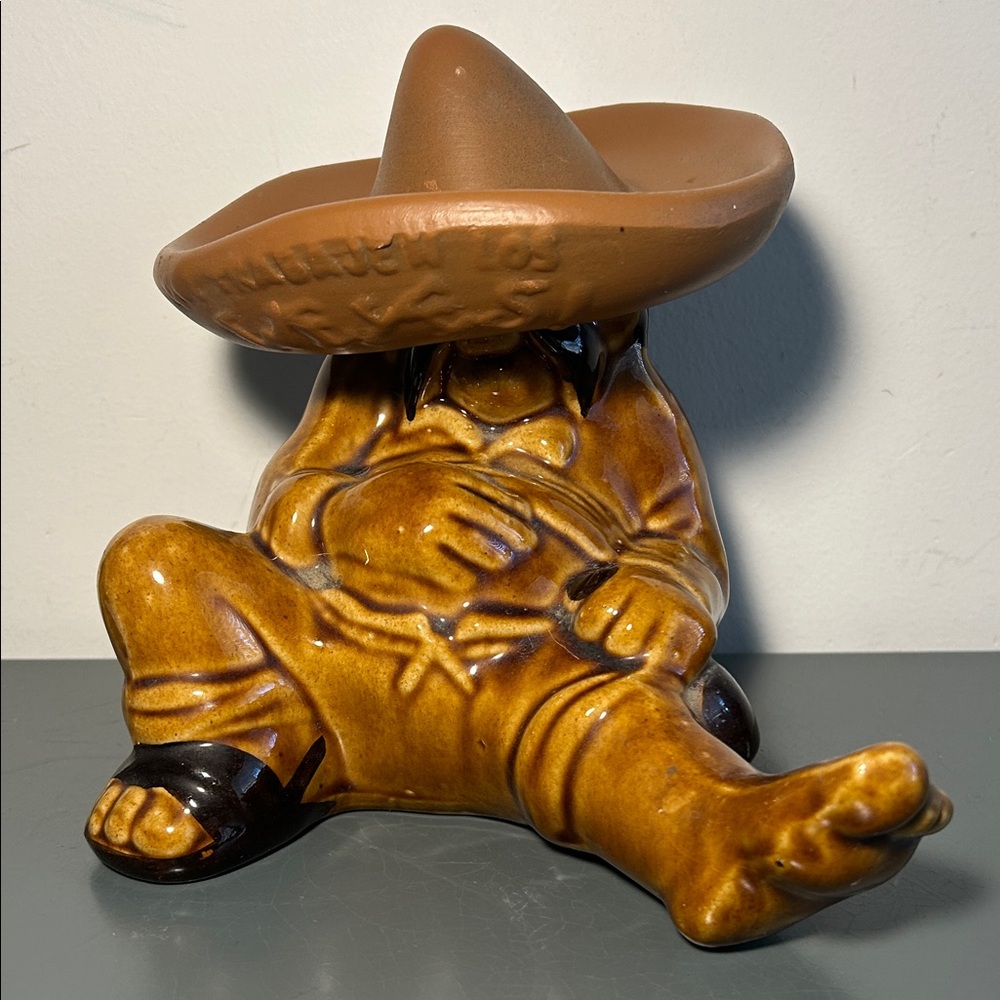 Brown Ceramic Sombrero Art Piece